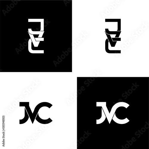 jvc initial letter monogram logo design set photo