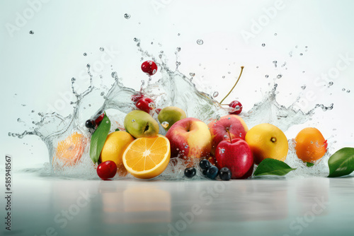 splash of fruit input on a light background.generative AI.