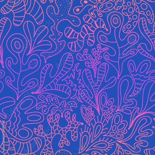Summer abstract doodle ocean floral seamless coral pattern for fabrics and packaging and wrapping paper © Tetiana
