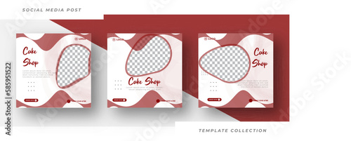 Social media post for cake shop food square banner template 