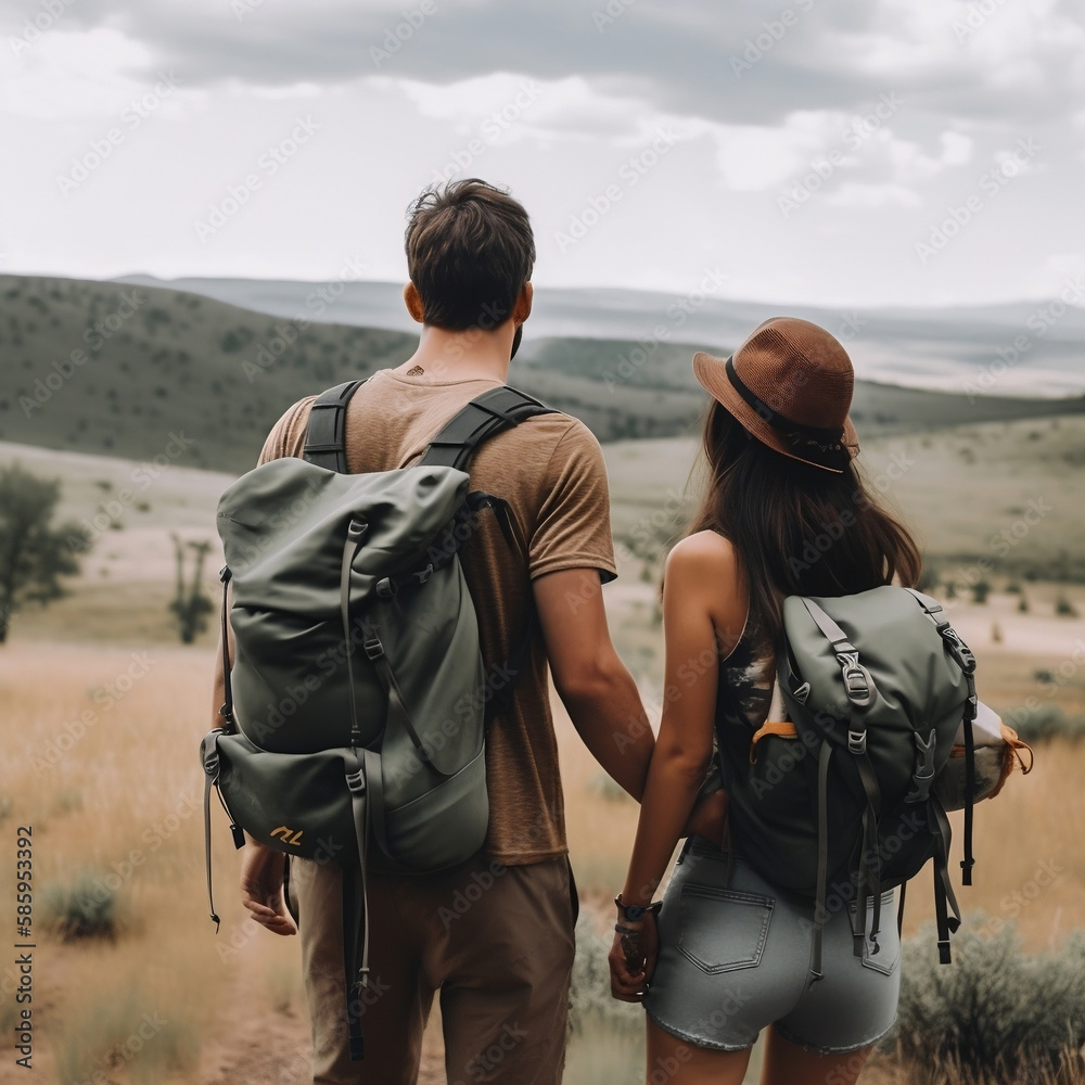 couple walking in the woods