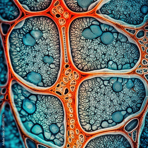 medical microphotography: bone marrow cellular mechanics (generative ai content) photo