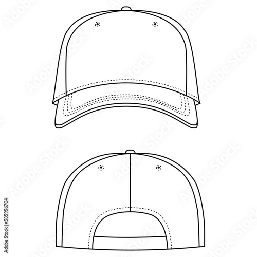 Blank Snapback Cap Vector Design, Trucker Hat Streetwear Mock Up Template