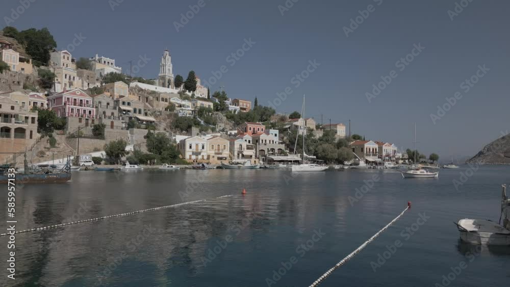 Aerial shot of Symi Town, Symi Island, Dodecanese Islands, Greek Islands, Greece, Europe Aerial shot of Symi Town, Symi Island, Dodecanese Islands, Greek Islands, Greece, Europe