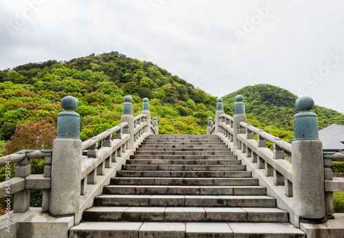 Stone bridge leading to Zentsuji, temple number 75 of Shikoku pilgrimage - Kagawa prefecture, Japan © amenohi