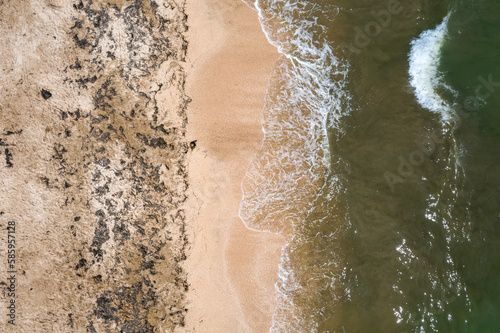 Aerial view to surf at the sea