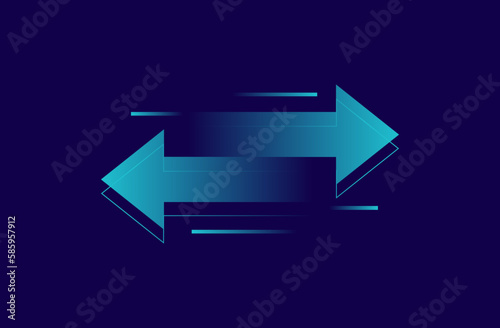 Transfer arrows design concept. Two arrows with different directions left and right. Concept of digital money send, receiving or exchanging data, currency exchange, file backup. Vector illustration