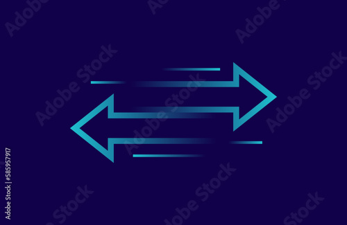 Transfer arrows design concept. Two arrows with different directions left and right. Concept of digital money send, receiving or exchanging data, currency exchange, file backup. Vector illustration
