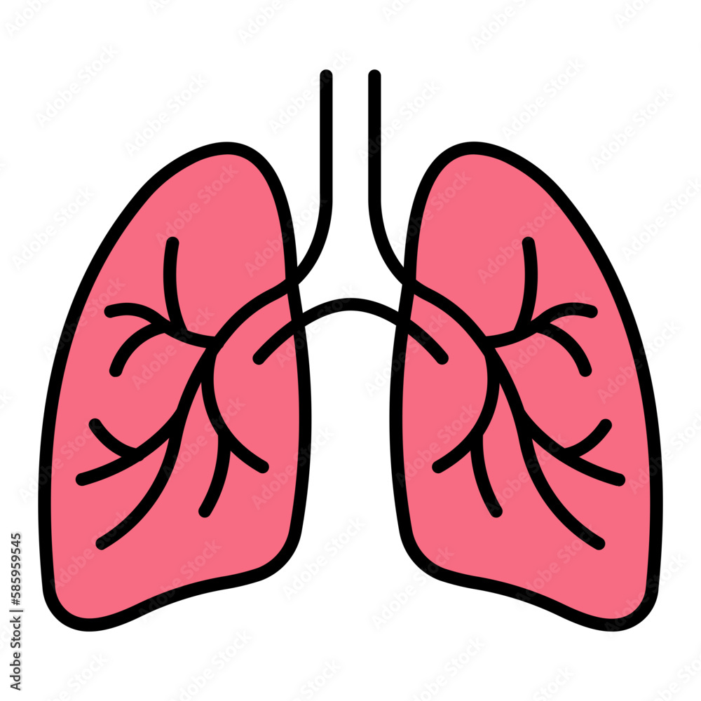 Lungs Line Color Icon Lungs Line Color Icon