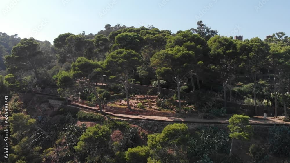 Spain Costa Brava Mediterranean coast, drone view, boats in the sea and beach view with people, Catalonia Spain Costa Brava Mediterranean coast, drone view, boats in the sea and beach view with people, Catalonia