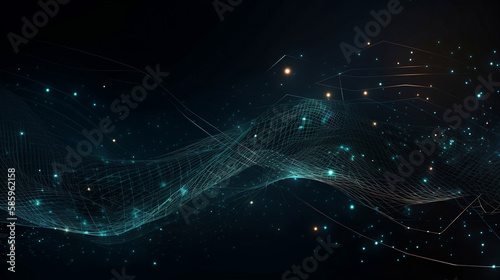 abstract technology particles mesh background. Generative ai
