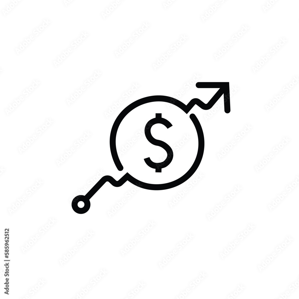 dollar rate increase icon. arrow up - illustration dollar rate increase icon. arrow up - illustration