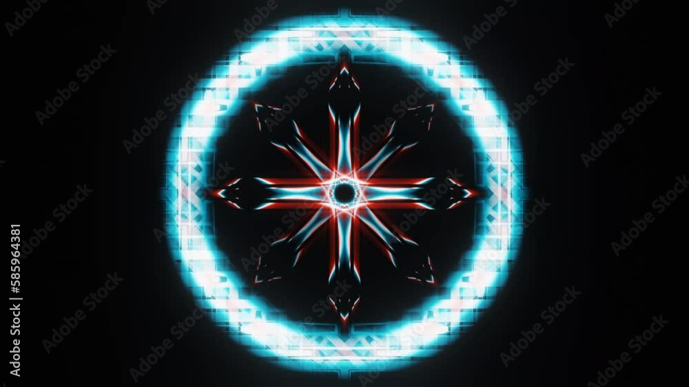 Abstract red and blue blinking neon circle vj loop animation background