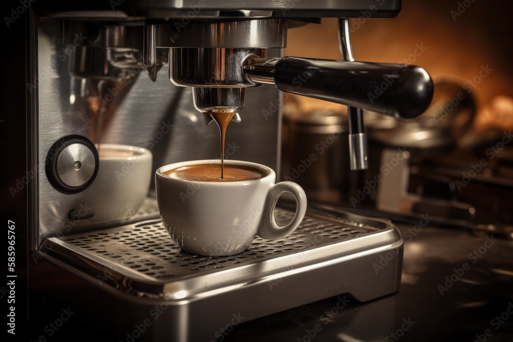 Coffee maker with cup of cappuccino, coffee machine, close-up view of coffee cup, Generative AI
Coffee maker with cup of cappuccino, coffee machine, close-up view of coffee cup, Generative AI