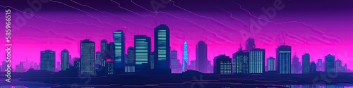 City background in vaporwave and synthwave style  city       wallpaper  Generative AI