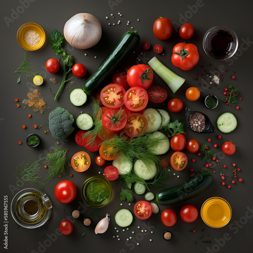 Vegetables Flatlay Illustration Generative AI