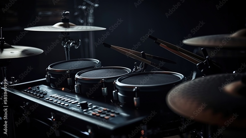 Obraz premium Electronic Drum kit on stage Generative AI