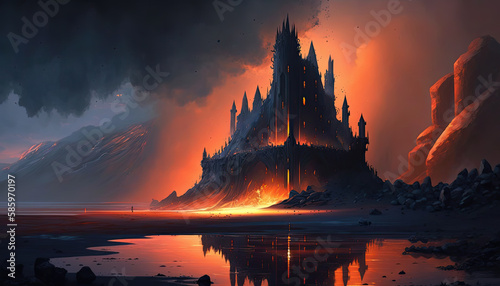 Illustration of a game fantasy castle. © Ricardo Nóbrega