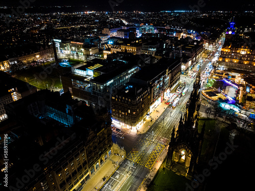 Aerial view of Edinburgh castle in the night © Alexey Fedorenko