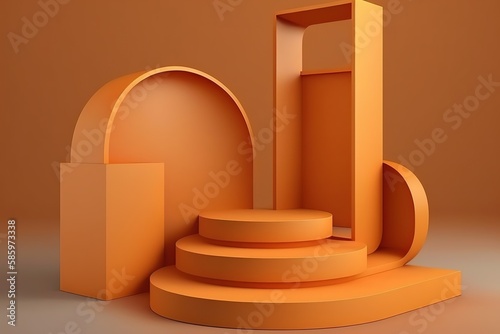 Wallpaper Mural Abstract mockup scene background. Cylinder podium on green background. Product presentation, mockup for cosmetic product as stage, pedestal or platform. Generative AI Torontodigital.ca