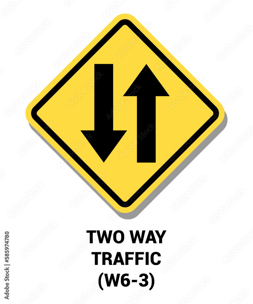 Manual On Uniform Traffic Control Device ( MUTCD ) TWO WAY TRAFFIC , United States Road Symbol Sign with description Manual On Uniform Traffic Control Device ( MUTCD ) TWO WAY TRAFFIC , United States Road Symbol Sign with description