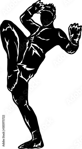 muay thai boxing fighter icon logo silhouette