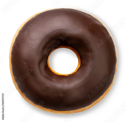 Sweet chocolate iced glazed donuts on white background, Delicious chocolate glazed donuts isolated on white background With clipping path