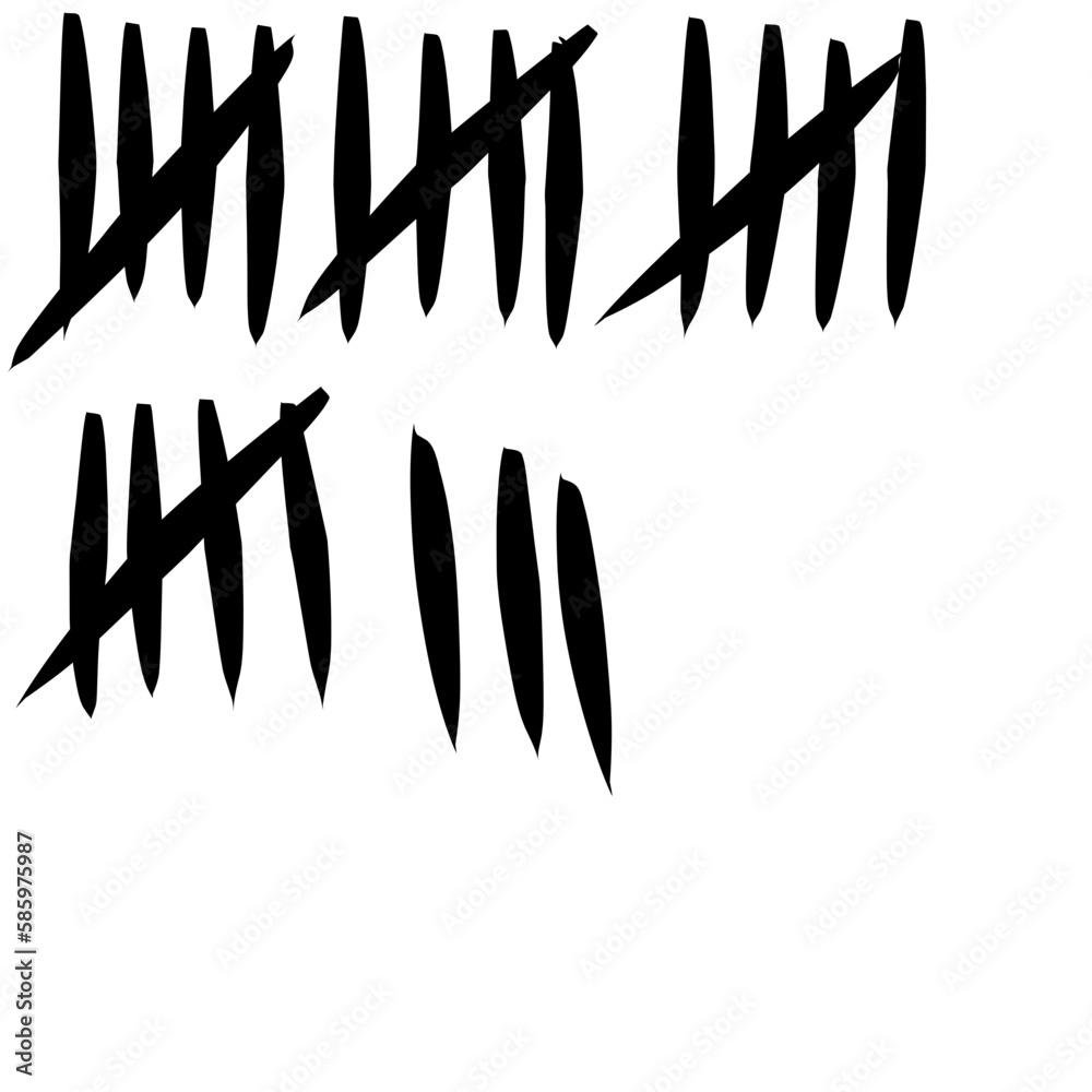 Tally Marks illustration, Simple mathematical count visualization, prison or jail wall counter