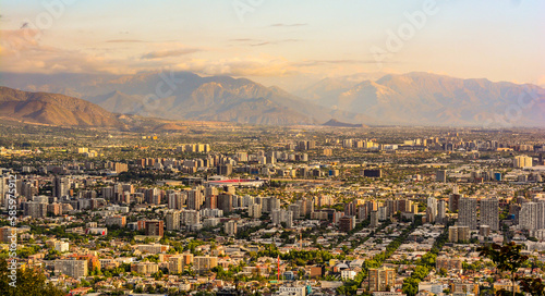 Quadro em tela Vista desde o cerro San Cristóbal, Santiago