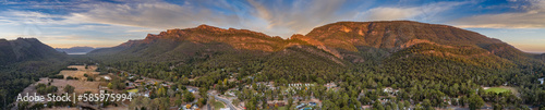 Panoramic views of Halls Gap, a lovely town in the Grampians national park in Victoria Australia