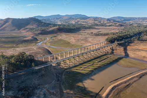 Photos Aerial view of the bridge at Bonnie Doon in Victoria Australia during a summer d