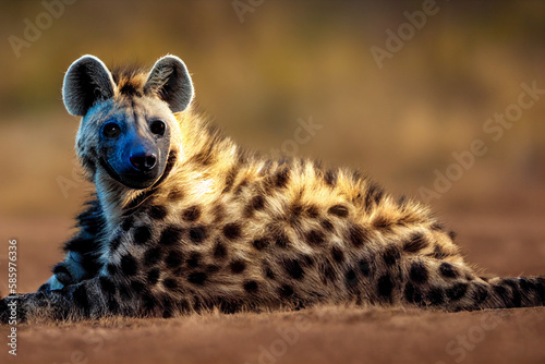 dangerous scavenger hyena living in the savannah, generative AI