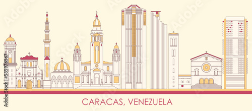 Cartoon Skyline panorama of city of Caracas, Venezuela - vector illustration photo