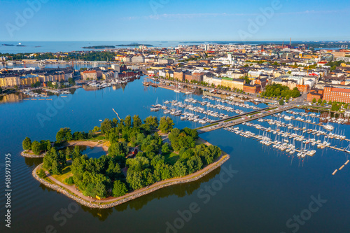 Panorama view of a marina in the Kruununhaka district of Helsinki, Finland. photo