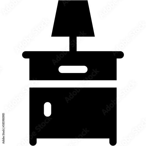 Nighstand with Lamp Glyph Icon photo