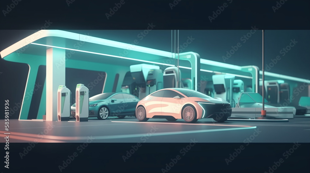 Electric Cars in the City - Ai Generated
