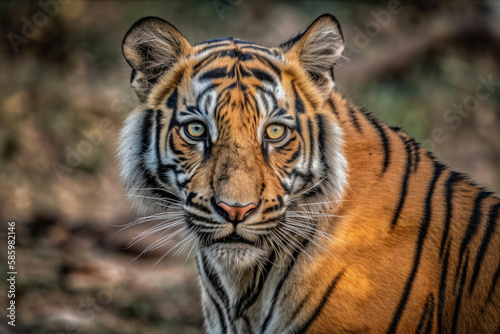 image focused on a beautiful tiger in nature.