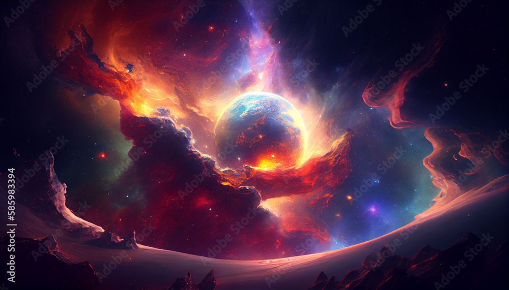 Cosmic cloud storm background. Generative Ai. Cosmic cloud storm background. Generative Ai.