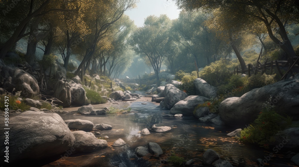 Stream in the forest, generative ai Stream in the forest, generative ai