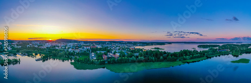 Sunset panorama of center of Finnish town Kuopio photo