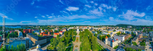 Cathedral behind Snellman Park in Kuopio, Finland photo