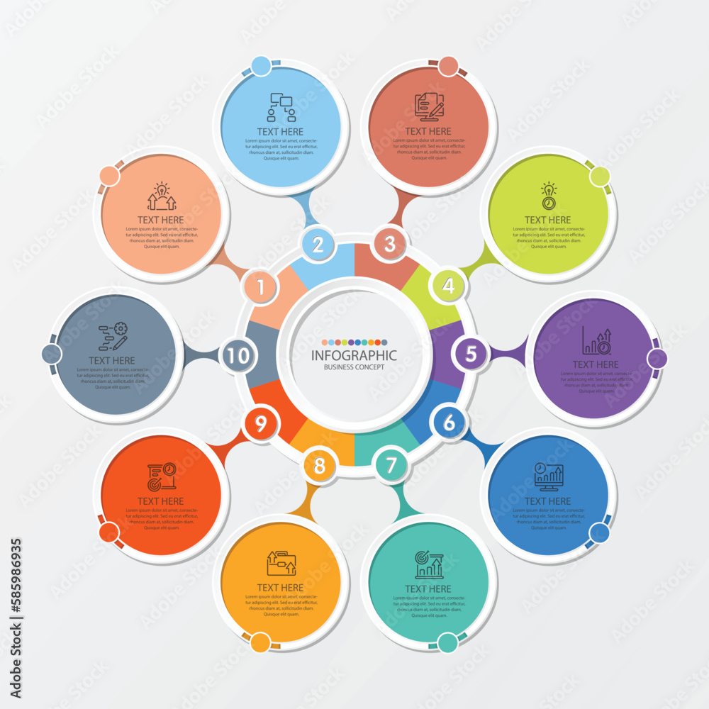 Basic circle infographic with 10 steps, process or options. Basic circle infographic with 10 steps, process or options.