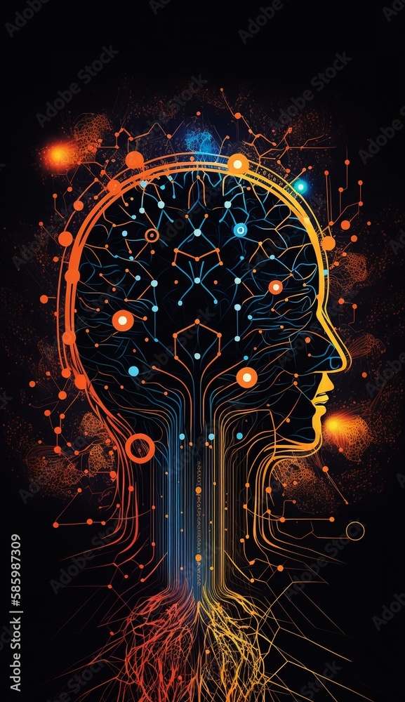 Obraz premium AI technology neural network background image,Generative AI