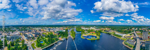 Riverside of pielisjoki in Joensuu in Finland photo