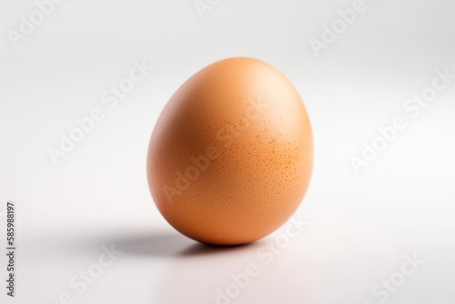 single brown egg on a white table surface created with Generative AI technology