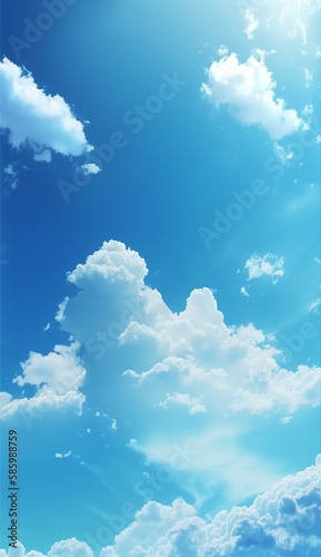 blue sky white clouds pure sky material background,Generative AI