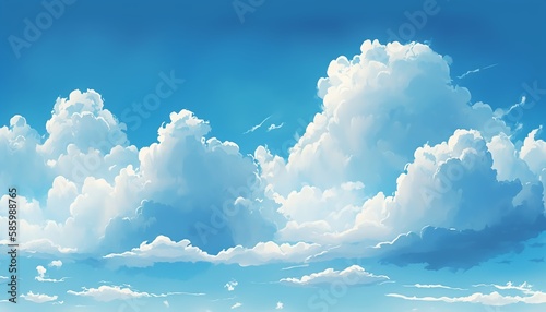 blue sky white clouds pure sky material background,Generative AI