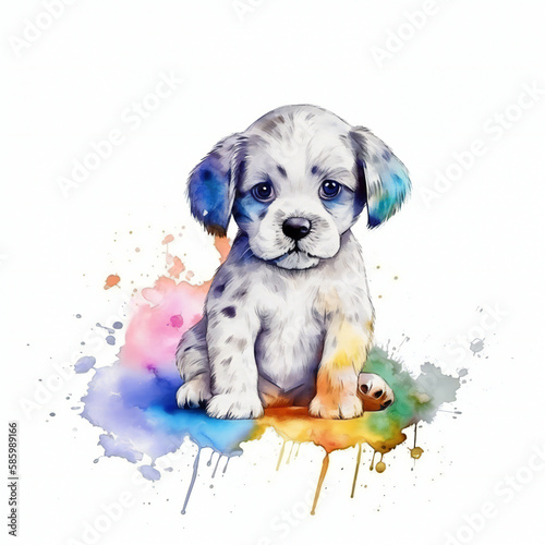puppy, watercolor, generative ai