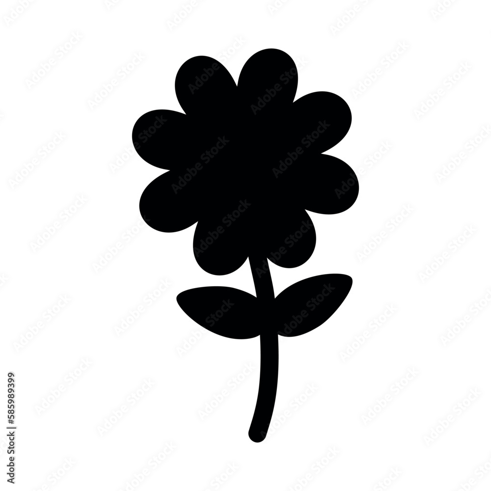 Vector retro groovy flower silhouette isolated on white background Vector retro groovy flower silhouette isolated on white background