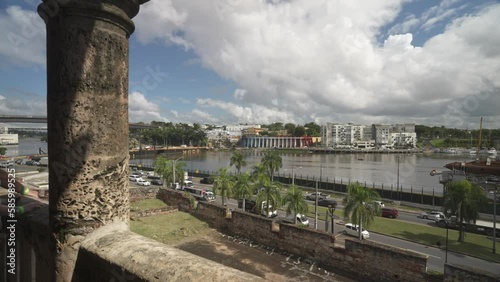 Pan shot of river Rio Ozama from Alcazar de Colon in Plaza de la Spain, Santo Domingo, Dominican Republic, West Indies, Caribbean, Central America photo
